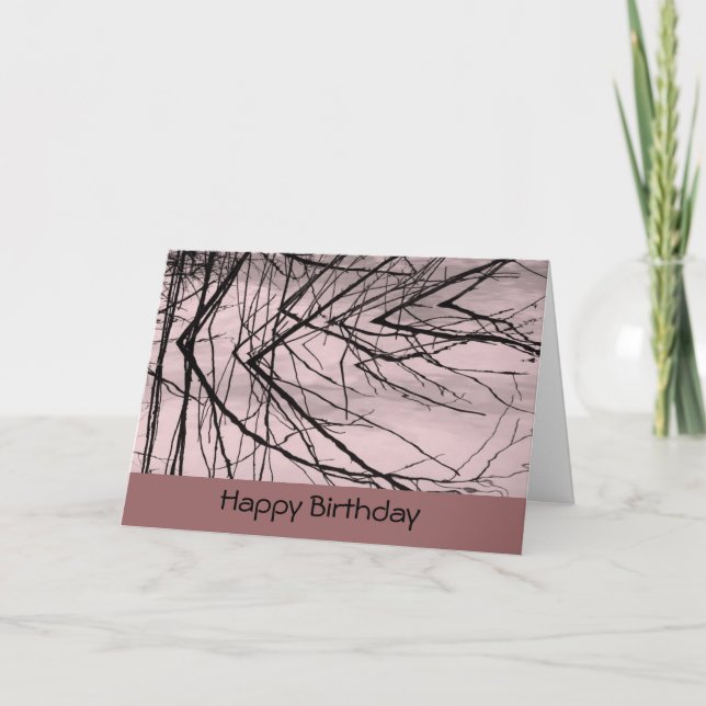 Carte Réflexion des branches sur l'eau rose (Devant)
