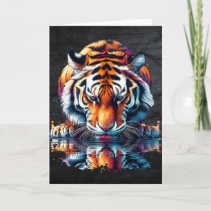 Carte Réflexion du tigre buvant de l'eau