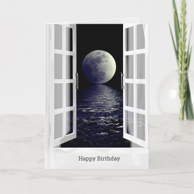 Carte réflexion sur la pleine lune pour l'anniversaire d (Devant)