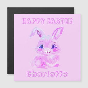 Carte Réfrigérateur Nom Rose Bunny Pâques