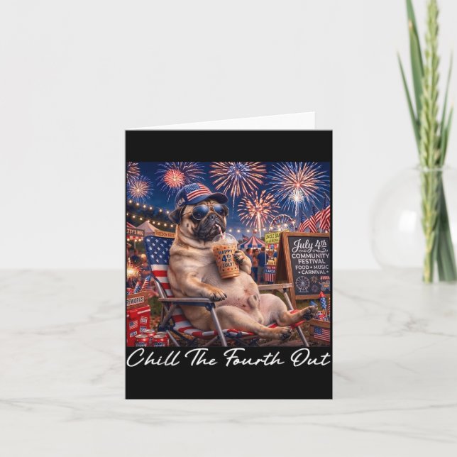 Carte Refroidir le quatrième drôle de café de pug 4 juil (Devant)