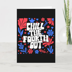 Carte Refroidir le quatrième drôle floral rétro 4 juille