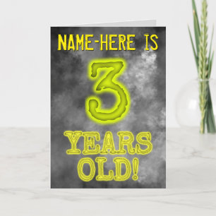 Carte Regard Effrayant d'Aura Lumineuse "3 ANS!" + Nom