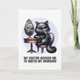 Carte Regarde ma consommation drôle chat noir