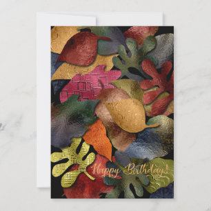 Carte Regarder Métallique Feuilles Automne Joyeux Annive