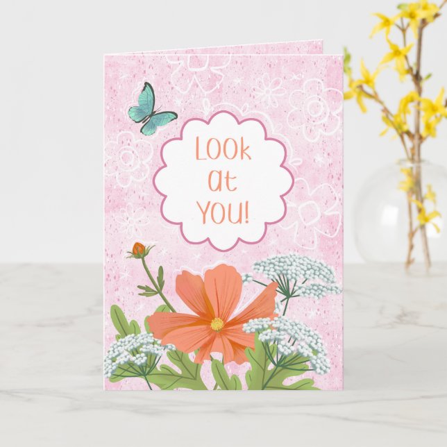 Carte Regardez-vous ! Félicitations pour le jardin flora (Fleur jaune)