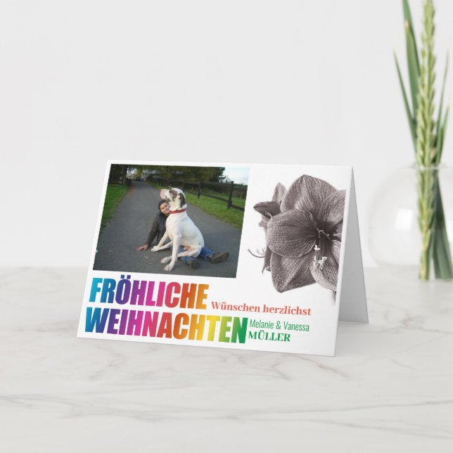 Carte Regenbogenfarben Fröhliche Weihnachten  (Devant)