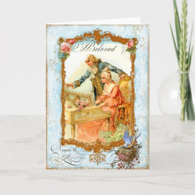 Carte Regency French style Romantique Couple de musique (Devant)