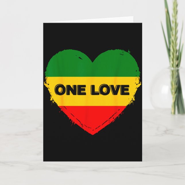 Carte Reggae Heart One Love Rasta Reggae Music Rastafari (Devant)