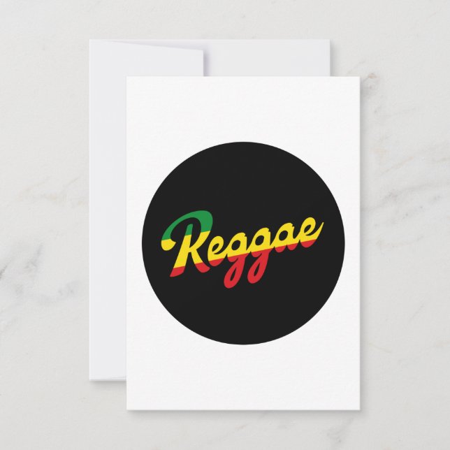 Carte Reggae Musique avec couleurs du drapeau reggae (Devant)