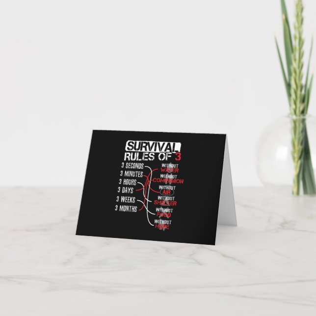 Carte Règles de survie de trois - Quiz sur la nature (Devant)