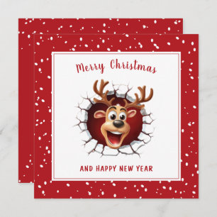 Carte Reindeer à travers Funny Christmas Card