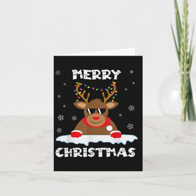Carte Reindeer Christmas Lights Santa Deer Rudolph Merry (Devant)