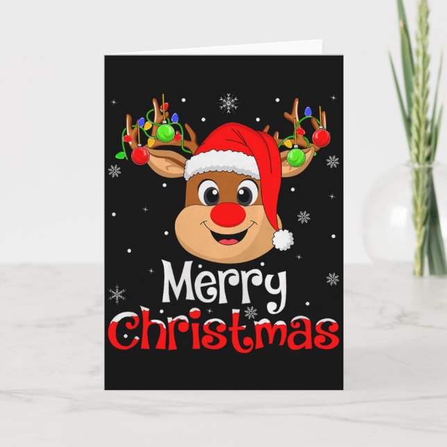 Carte Reindeer Merry Christmas Family Men Women Kids Xma (Devant)