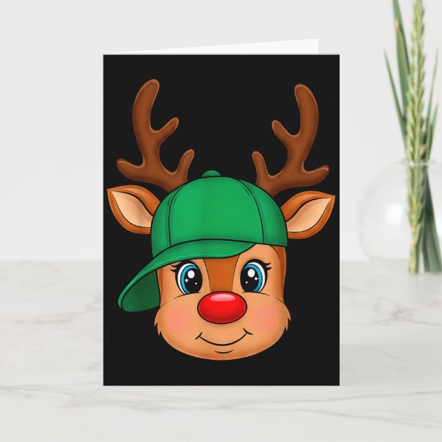 Carte Reindeer Merry Christmas Hat Men Boy Kids  (Devant)
