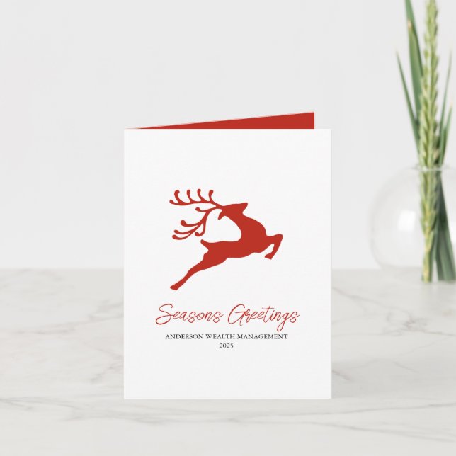 Carte Réindeer rouge minimaliste Fête de Noël (Devant)