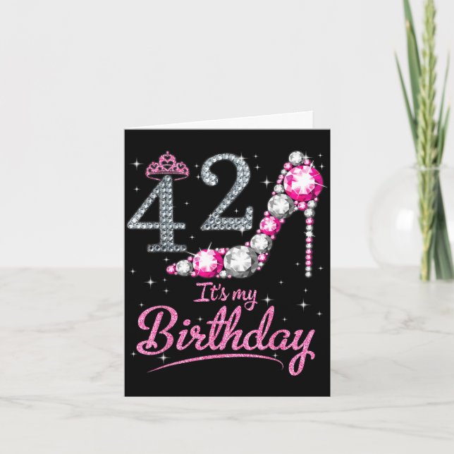 Carte Reine 42 ans 42e anniversaire jour heureux (Devant)