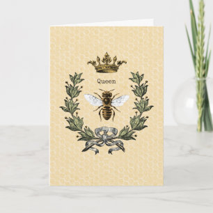 Carte Reine Abeille et Couronne Vintage