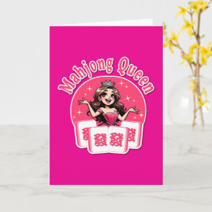 Carte Reine américaine drôle de Mahjong, design couronne