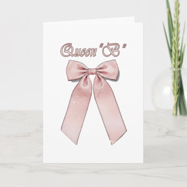 Carte Reine B - Nœuds roses chic (Devant)