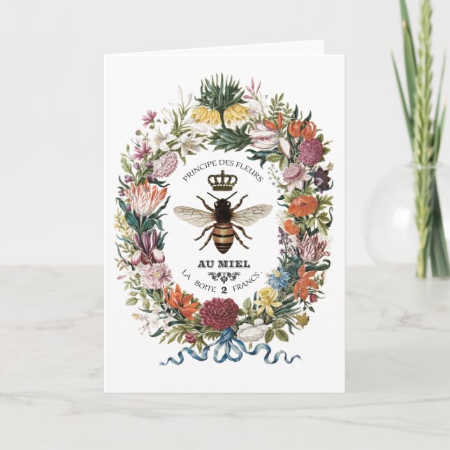 CARTE REINE BEE BOTANIQUE VINTAGE MODERNE (Devant)