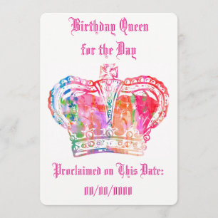 Carte Reine d'anniversaire pour la journée