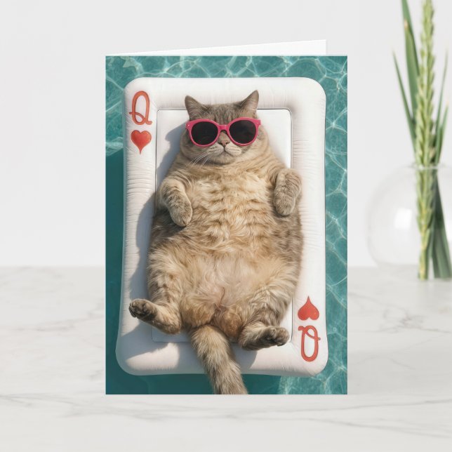Carte Reine de cœur Valentine Chat (Devant)