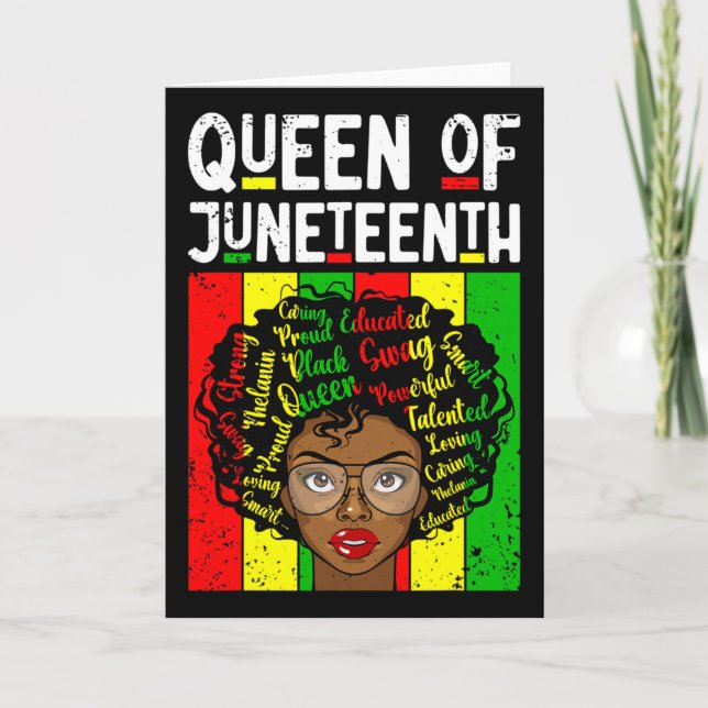 Carte Reine de Juneteenth Mois de l'histoire des Noirs M (Devant)