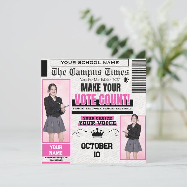 Carte Reine de la rentrée flyer (Debout devant)
