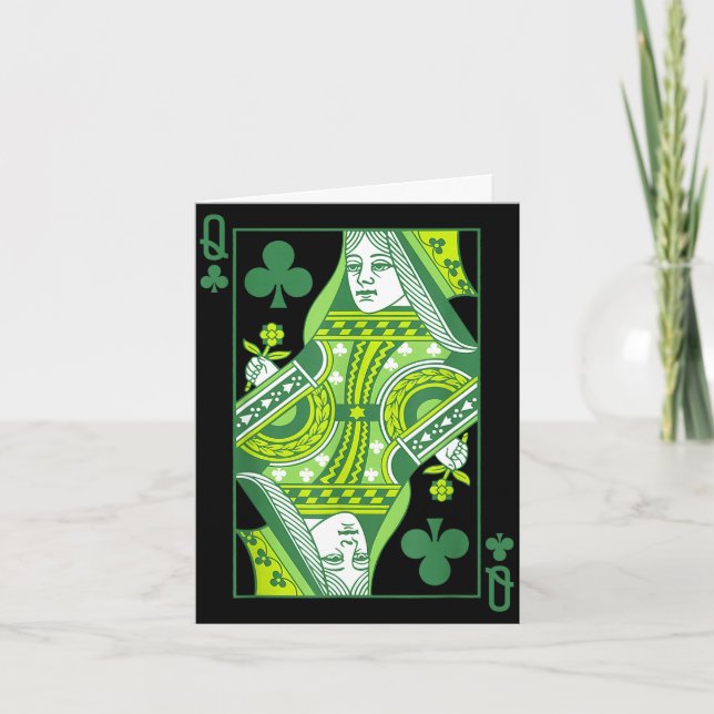 Carte reine de trèfle jour de la Saint-Patrick bot (Devant)