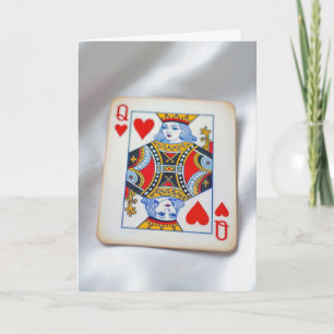 Carte Reine des cœurs d'anniversaire sur tissu de satin