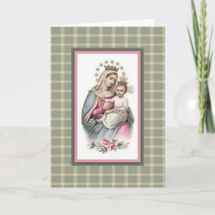 Carte Reine du Ciel Vierge Marie Bébé Jésus