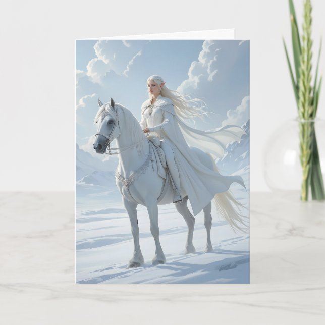 Carte Reine elfe chevauchant un cheval blanc (Devant)
