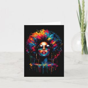 Carte Reine noire dégoulinante d'Afro Mélanine Fille Jun