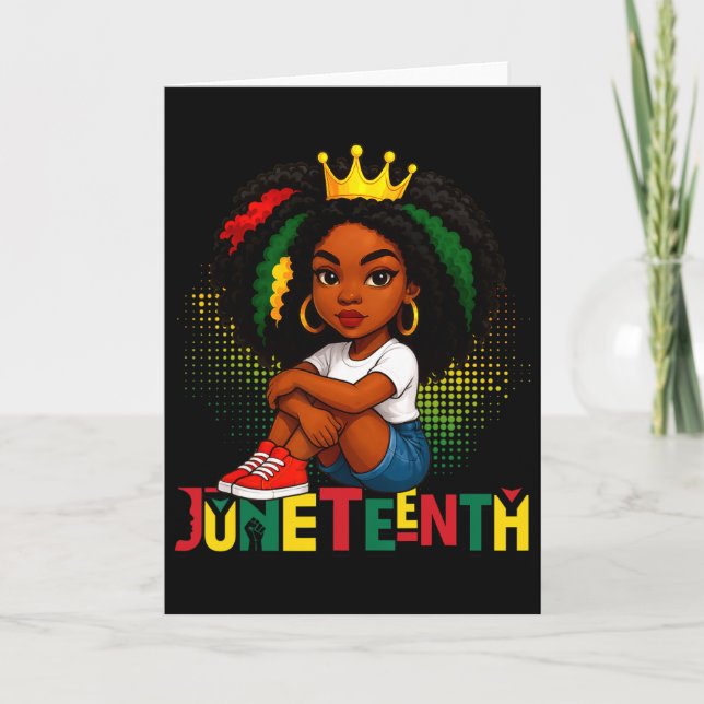 Carte Reine Noire Juneteenth 1865 Drapeau Africain Cheve (Devant)