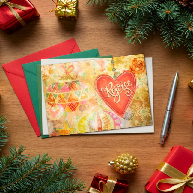 Carte Réjouissez de beaux ornements Inspiriity Noël (Créateur téléchargé)