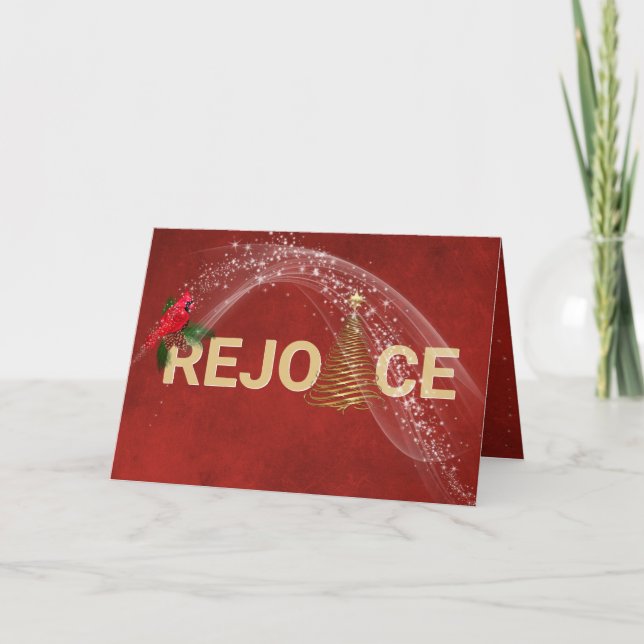 Carte Réjouissez-vous d'or de Noël avec Cardinal (Devant)