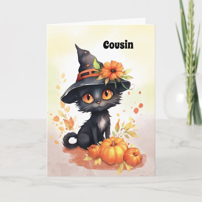 Carte Relation personnalisable Sweet Halloween Chat (Devant)