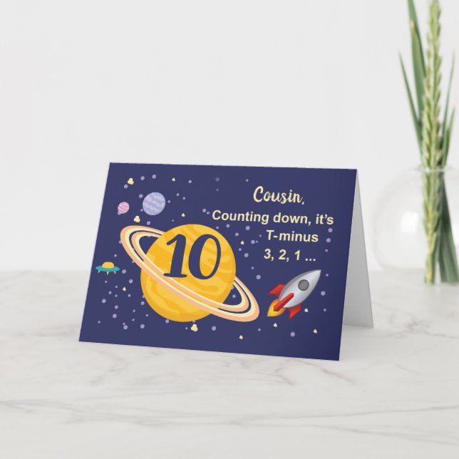 Carte Relation personnalisée 10e Anniversaire Planètes,  (Devant)