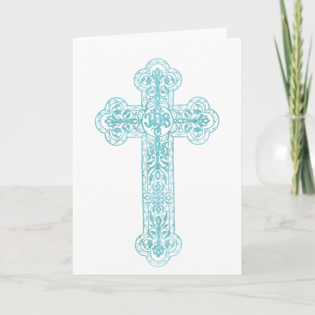 Carte religieuse catholique turquoise (Devant)