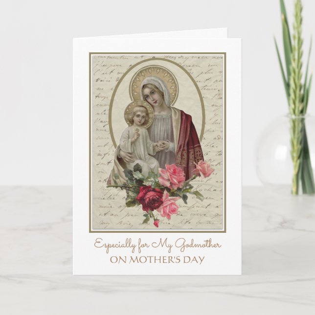 Carte religieuse de la fête des Mères pour marrain (Devant)