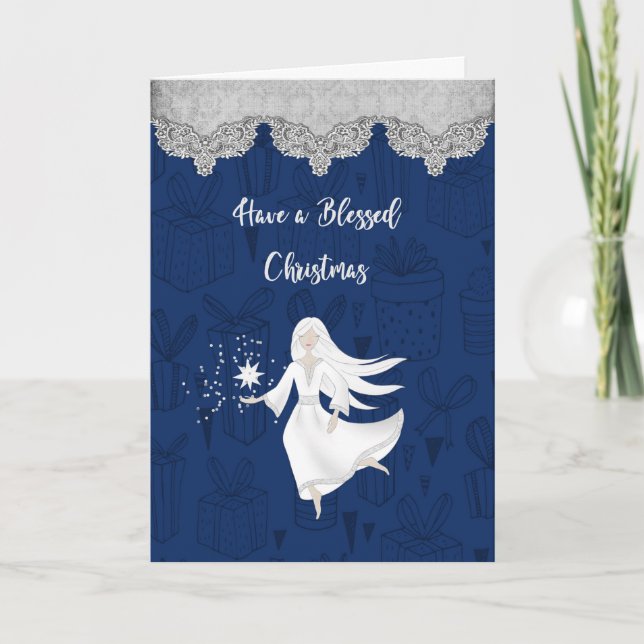 Carte religieuse de Noël avec Ange (Devant)