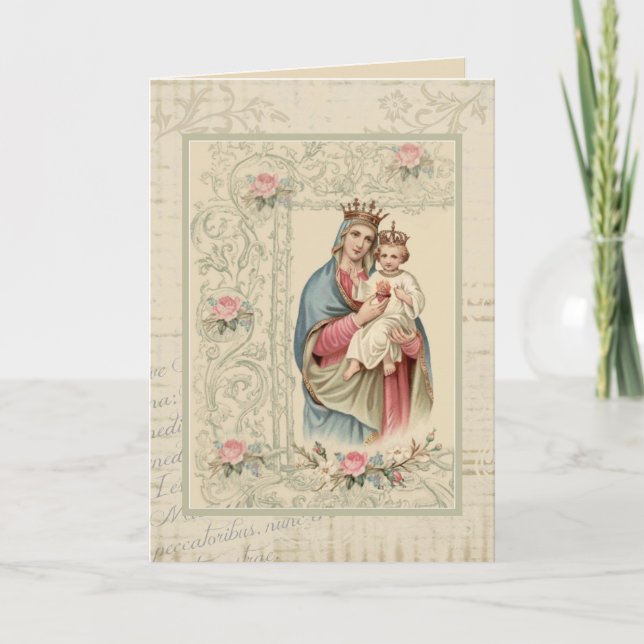 Carte Religieuse Vierge Marie Vintage (Devant)