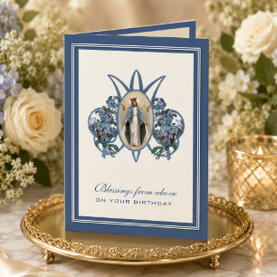 Carte Religieux Anniversaire Vierge Marie Floral