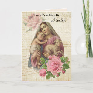 Carte Religieux Bon rétablissement Vierge Marie Catholiq