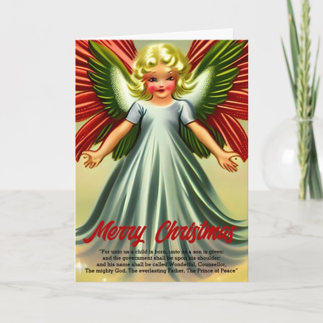 Carte Religieux Christian Vintage Angel Joyeux Noël (Devant)