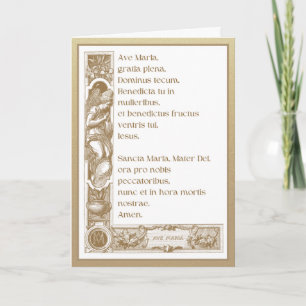 Carte Religieux Gold AVE MARIA Virgin Mary Elegant Card