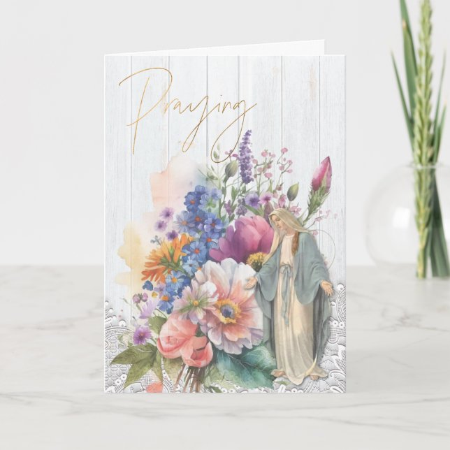Carte Religieux Priant pour vous Vierge Marie  (Devant)