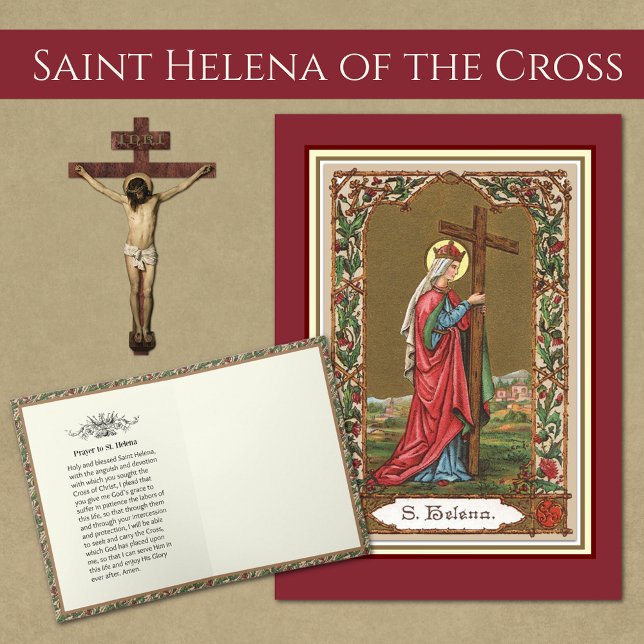 Carte Religieux Sainte-Hélène Helena Prière Vintage (St. Helena of the Cross Religious Prayer Greeting Card)