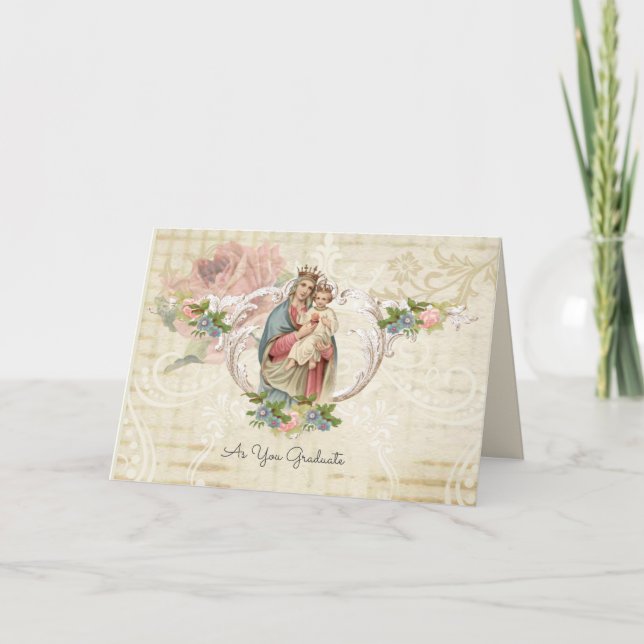 Carte Religieux Vierge Marie Jésus Diplôme Catholique (Devant)